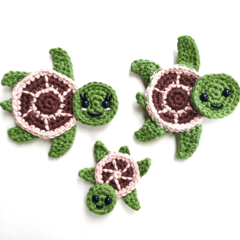 crochet applique turtles