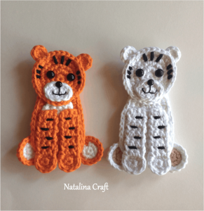 crochet tiger applique red and white
