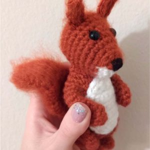 red crochet squirrel