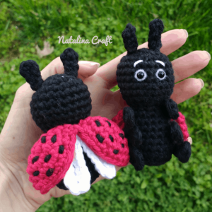 two crochet ladybugs