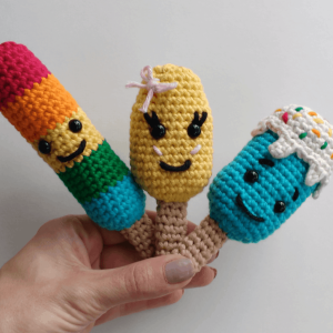 3 crochet popsicles