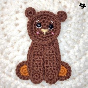 crochet applique brown bear