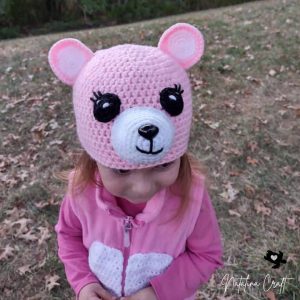 crochet pink bear hat