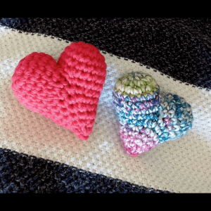 two small crochet hearts