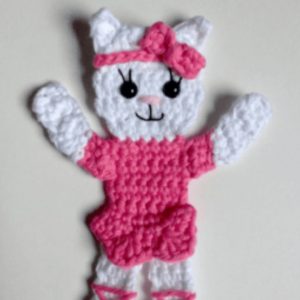 applique kitty ballerina crochet whit pink dress