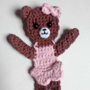 crochet applique ballerina bear